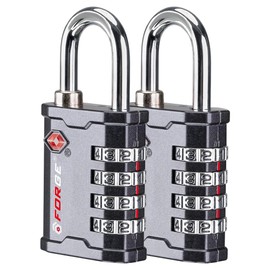 FORGE 4 Digit 17067 TSA Approved Gun Box, Tool Box and Case Lock, Combination Padlock for Travel, Grey 2 Locks.