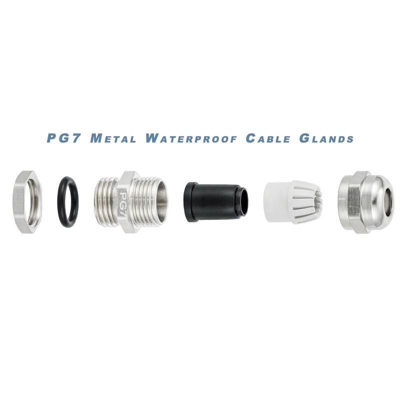INCONTESTA 6 Pcs PG7 Cable Gland Joint Stainless Steel Adjustable