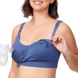 Momcozy Lycra Pumping Bra Hands Free, All-in-One Nursing Bras for Breastfeeding & Pumping, Fixed Padding for Enhanced Shape