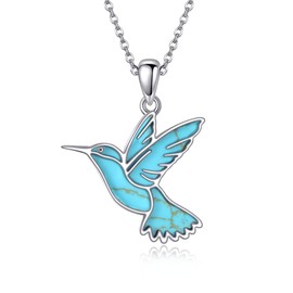 DAYLINLOVE Hummingbird Necklaces Turquoise 925 Sterling Silver Humming Bird Pendant Necklace Hummingbird Jewelry Gifts for Women Mom Hummingbirds Lovers