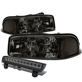 Auto Dynasty Compatible with GMC Yukon GMT800 Pair of Clear Corner Headlight - 3rd Brake Light (Smoke Lens)