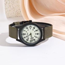 BUREI Watches Men's Military Analogue Quartz Wrist Watch Men's 12/24 Hour Display Easy to Read Sports Men's Watch with Date and Nylon, White