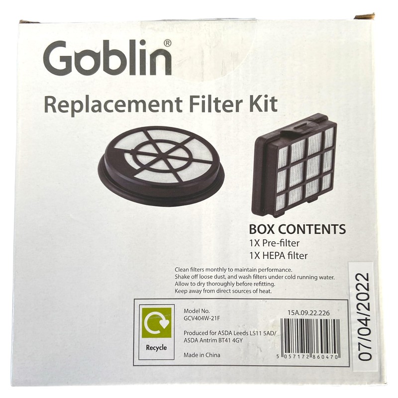 Goblin Replacement Filter Kit for Model GCV404W-21F 1x Pre-Filter 1x