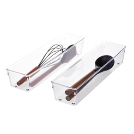 iDesign Recycled Plastic Drawer Organizer, Set of 2, The Linus Collection – 4" x 16" x 3", Clear Bins