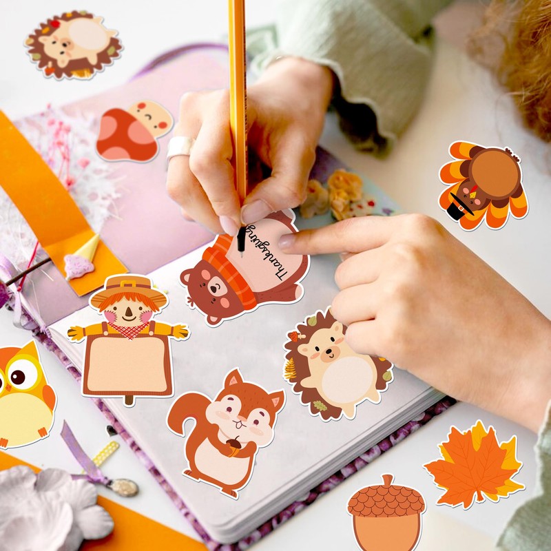 240Pcs Fall Sticky Notes Thanksgiving Sticky Notes, Turkey Pumpkin Squirrel