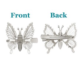 Yzurbu 6pcs 3D Metal Moving Butterfly Hair Clips, Cute Barrettes and Clamps, 90s Nostalgic Hair Accessories for Women and Girls (Silver)