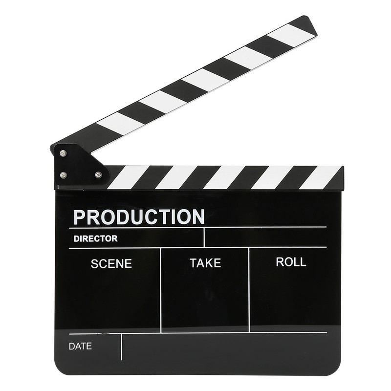 30x25CM Acrylic Clapperboard Director Professional Movie Film Action Clap Photography
