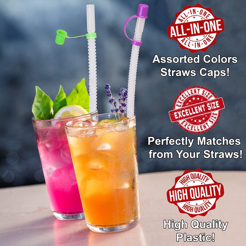 10pcs Mixed Color Caps Drinking Straw CAPS for 3/8" Diameter
