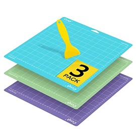 Ecraft 12"X12" Cutting Mat For Cricut - Include StrongGrip/StandardGrip/LightGrip (3 pack) Flexible Square Gridded Quilting Cut Mats Replacement for Crafts、Sewing and All Arts.（Variety)