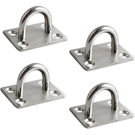 Mooche Pack of 4 304 Stainless Steel Ceiling Hooks, 4.5 cm Heavy Duty U Shape Clamp Ring Eye Plates Mast Plate Cover Plate Suspension with Curved