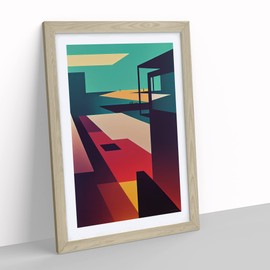 Futuristic City Architecture No.3 Framed Print for Living Room Bedroom Home Office Décor, Wall Art Picture Ready to Hang, Oak A4 Frame (34 x 25 cm)