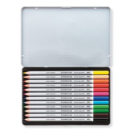 STAEDTLER 125 M12 Karat Aquarell Watercolour Colouring Pencil - Assorted Colours (Tin of 12 Pencils)