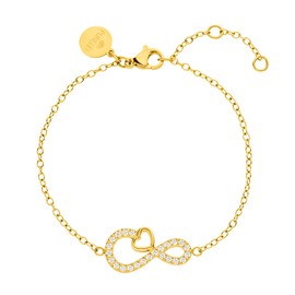 Purelei® Infinity Love Bracelet, Women's Bracelet Made of Durable Stainless Steel, Waterproof Bracelet Women with Infinity and Heart Pendant, 16-19 cm Length Adjustable, Stainless Steel