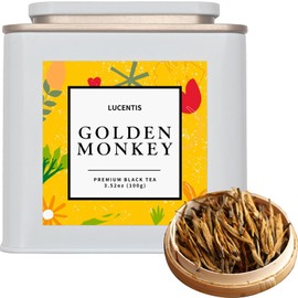 Golden Monkey, Golden Tips（金丝金芽） Yunnan Black Tea（滇红） in Tin, 100g / 3.53oz – Premium Chinese Dianhong Loose Leaf Tea, Gift-Ready Packaging