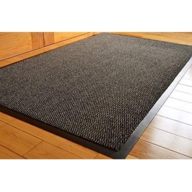 TrendMakers DOOR MATS SMALL MEDIUM (GREY & BLACK) BARRIER MAT RUBBER EDGED HEAVY DUTY NON SLIP KITCHEN ENTRANCE HALL RUNNER RUG MATS 50x80CM | POLYPROPYLENE PILE