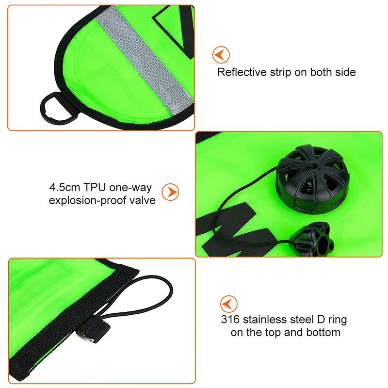4FT High Visibility Inflatable Scuba Diving SMB Surface Signal Marker
