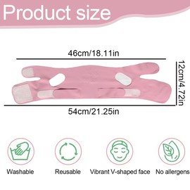 OUDQFCJ V Line Lifting Mask & Adjustable Chin Strap – Anti-Double Chin Mask for Firm and Comfortable Face, Suitable for All Face Shapes, V-Face Lifting Bandage (Rosa)