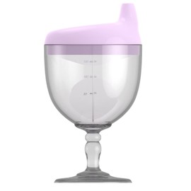 Crumye Princess Themed Fancy Wine Glass Sippy Cup No Spill for Baby Girl 12+ Months, Goblet Style Great for Your Princess Holiday Birthday Party, Spill-Proof Design, BPA Free, 5 Oz (Purple)