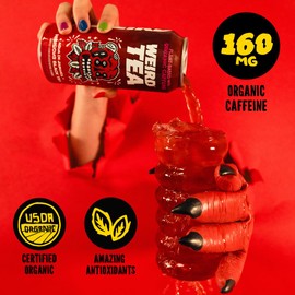 Drink Weird Organic Agua de Jamaica Hibiscus Black Tea – 16oz Cans, 160mg Organic Caffeine, Pack of 12 – Bold & Refreshing Energy Drink Alternative