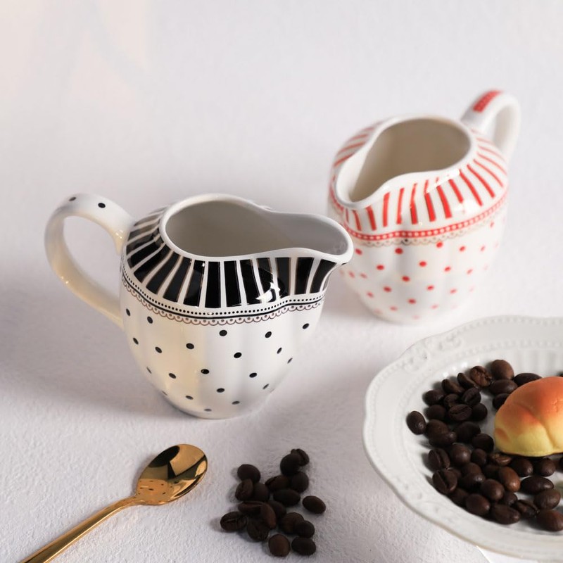 RockTrend Stripe Polka Dot Ceramic Coffee Serving Set Creamer and
