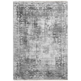 PastelHome Chenille Machine Washable Area Rugs with Non Slip Backing, Ideal for Hallway, Living Room, Bedroom, Kitchen and Laundry Room, Vintage and Low Pile Rug (Gray, 2'x3')