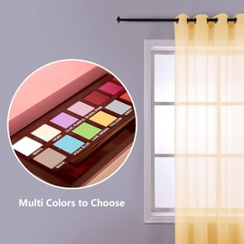 KOUFALL Yellow Sheer Curtains 84 Inches Long for Living Room Set 2 Grommet Faux Linen Soft Semi Transparent Voile Drape Window Sheer Curtains for Bedroom Boys 52x84 Length Solid Pair Bright Color