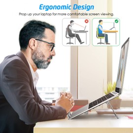 WixGear 3-in-1 Laptop Stand Adjustable Laptop Riser and Holder Compatible with MacBook Stand Travel Laptop Stand Riser for Desk Portable and Lightweight Foldable for Storage/Travel