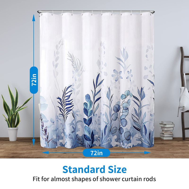 REZAYMRS Cornflower Shower Curtain with 12 Hooks, 72''x72'' Waterproof Polyester