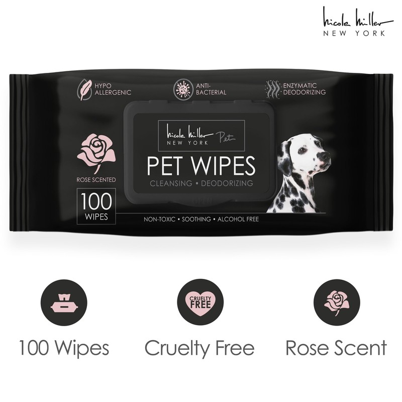 Nicole Miller Rose Scented Alcohol-free Pet Wipes, Clean Ears, Paws,