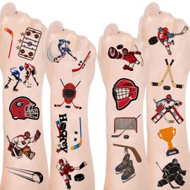 Ice Hockey Temporary Tattoos Ice Hockey Themed Birthday Party Favors Decorations Supplies for Kids Gifts Classroom School Prizes