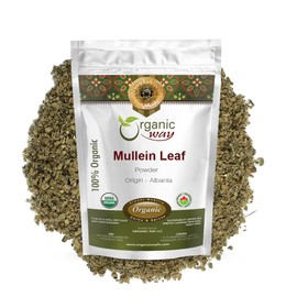 Organic Way Mullein Leaf Powder (Verbascum thapsus) - European Wild-Harvest | Organic & Kosher Certified | Vegan, Non GMO & Gluten Free | USDA Certified | Origin - Albania (1/2Lbs / 8Oz)