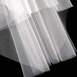 Snadulor Bridal Veil Womens Simple Tulle Short 2 Tier Wedding Veil Party Wedding Veil Hair Accessories,Beige white