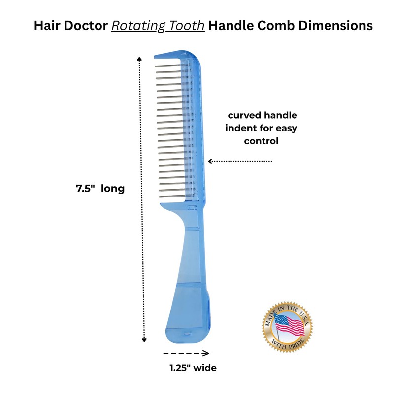 The Hair Doctor Handle Comb with silky smooth rotating teeth