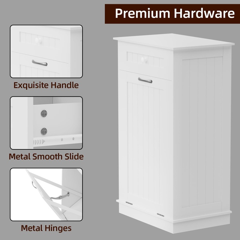 Visionwards Wooden Tilt Out Trash Cabinet Bin, Dog Proof Garbage