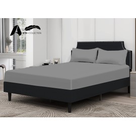 A ATH COLLECTION 300 Thread Count Egyptian Cotton Fitted Sheet 30 CM/12 Inch Extra Deep Pocket, Hotel Quality Cotton Soft, Fade & Wrinkle Resistant Fitted Bed Sheets (Double, Grey)