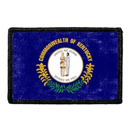 Kentucky State Flag - Color - Distressed Morale Patch | Hook and Loop Attach for Hats, Jeans, Vest, Coat | 2x3 in | by Pull Patch