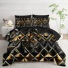 lneffble 7 Piece Black and Gold Queen Comforter Set Geometric