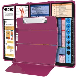 Nursing Clipboard Foldable, Nursing Medical Edition Cheat Sheets Aluminum 4 Layers Nurse Foldable Clipboard, Nursing Pocket Size Pen Clip Pocket Clipboard for Nurses Students School and Doctors- Wine