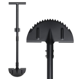 Half Moon Edger Lawn Tool, Saw Tooth Garden Edgers for Landscaping, Manual Edging Border Tools Heavy Duty with Sharp Balde, T-Grip, Wide Footplate, 38"-49" Adjustable Long Handle, Flower Bed Sidewalk