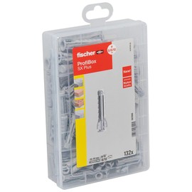 fischer Professional Box SX Plus Dowels, Dowel Box with 132 Expansion Dowels (60 Pieces 6 x 30, 60 Pieces 8 x 40, 12 Pieces 10 x 50), Practical Dowel Set for DIY & Professionals, without Screws