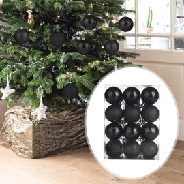 MagiDeal 24x Christmas Balls Christmas Tree Baubles Crafts Shatterproof Xmas Decorative Christmas Tree Ornaments for Holiday, Wedding, Black