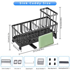 XGJUCE Sponge Holder for Kitchen Sink, Kitchen Sink Organizer with Removable Towel Rack, Kitchen Sink Caddy with high Brush Holder, Kitchens Essentials