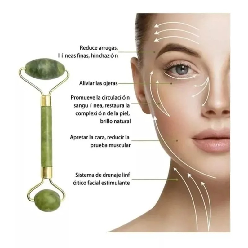 Unic Rodillo Tonificador Facial De Jade + Guasha Masaje De