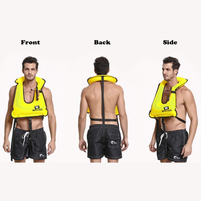 WACOOL Inflatable Snorkel Diving Swimming Scuba Vest Jacket for Adult