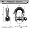 AUTMATCH D Ring Shackle 3/4" Shackles (2 Pack) 41,887Ibs Break