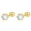 Moonstone Stud Earrings for Women Screw Back Cartilage Earring Cat's