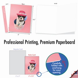 The Best Card Company - 10 Blank Dog Greeting Cards All Occasions for Men and Women (4 x 5.12 Inch) - Hat Dogs M2955OCB
