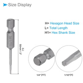 CoCud Hex Screwdriver Bits, 1/16" Hex 50mm Length 1/4" Hex Shank, Steel Magnetic Power Drill Bits - (Applications: for Automobile Repair)