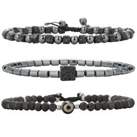 Dazylleco Men's Pearl Bracelet Natural Stone Multi-Layer Bracelet Braided Adjustable Jewellery Set Men's Gift Father's Day, Stone, No gemstone