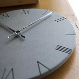 Stephanie Imports Modern Minimalist Concrete Hiding Gray (Numberless Dial) Silent Wall Clock